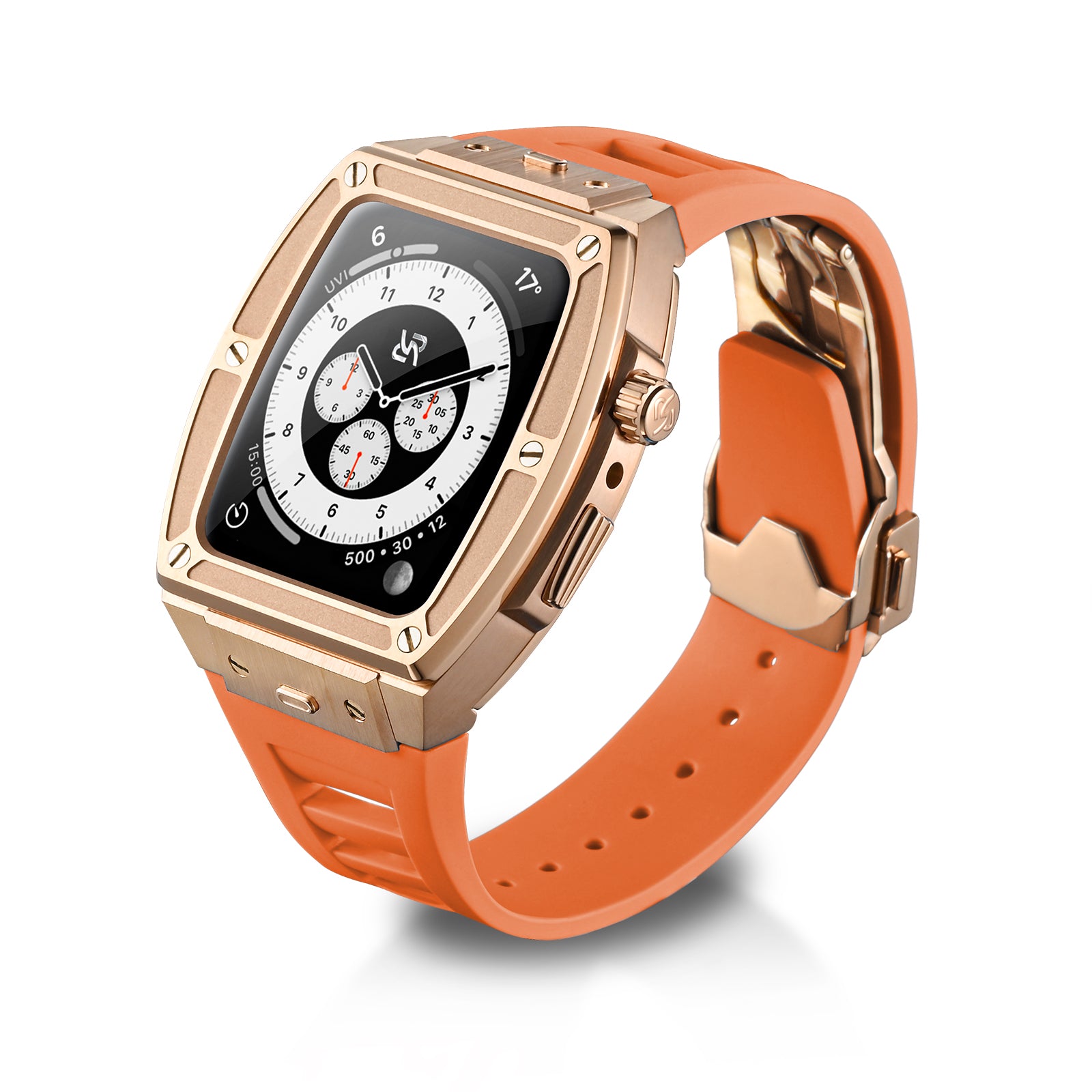 Apple Watch Case - Rose Gold Steel Orange Rubber - 5018IM – RYUEUYA