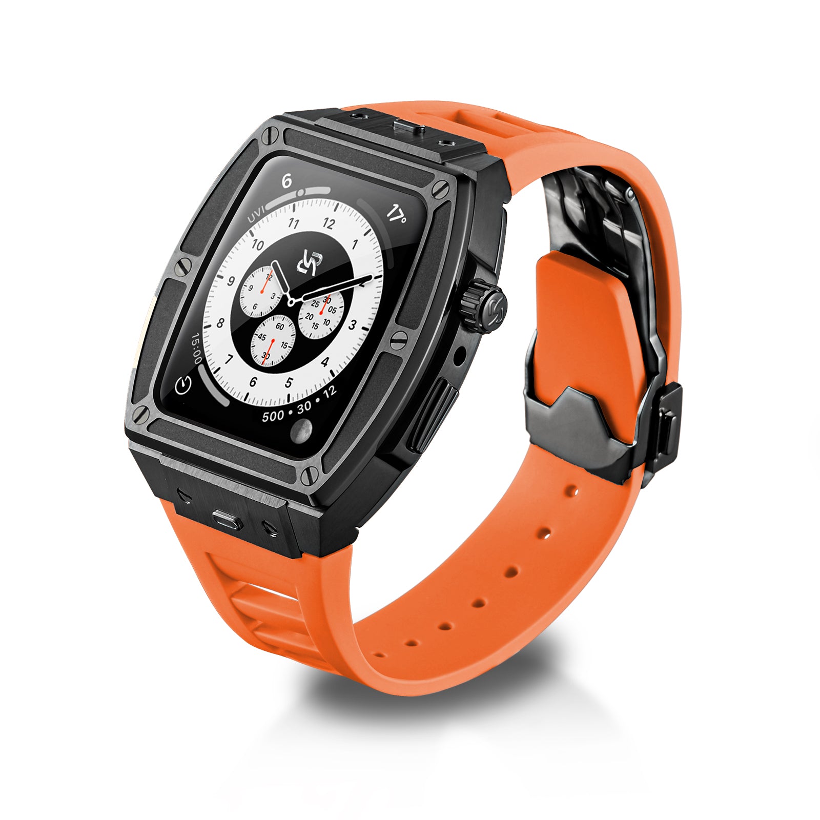 Apple Watch Case - Black Steel Orange Rubber - 5018IM - RYUEUYA