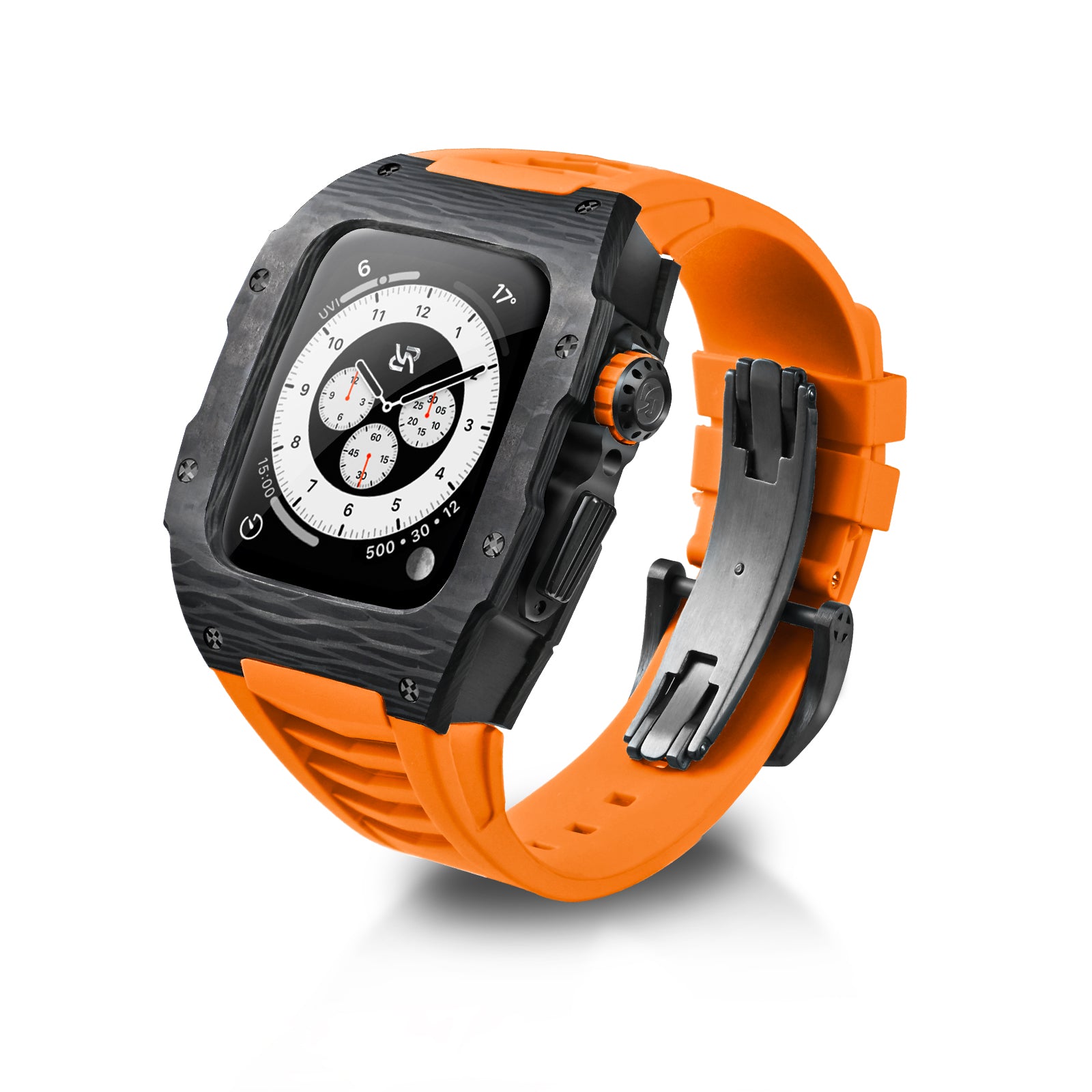 Apple Watch Case - Black Carbon - Orange Rubber 5020QN