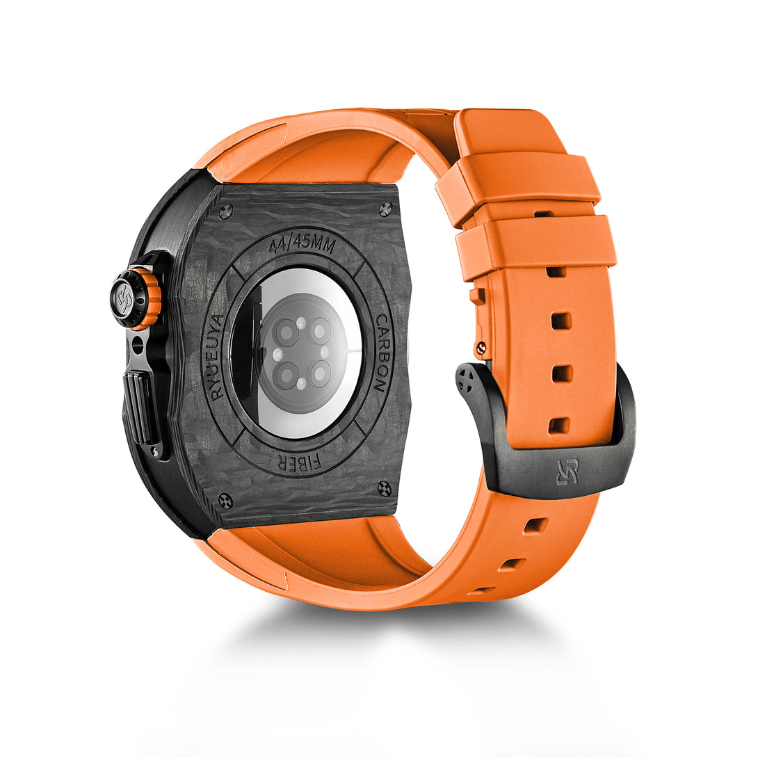 Apple Watch Case Black Carbon Orange Rubber 5021QI RYUEUYA